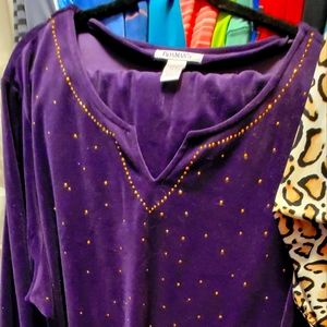 Plus Size Purple Velour Pant Suit